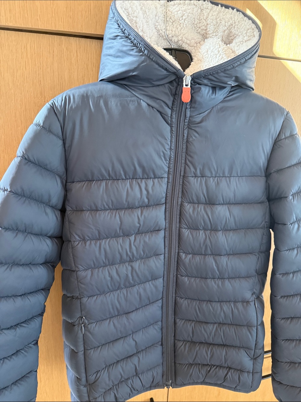 SAVE THE DUCK BOYS FULL ZIP SHERPA LINED HOOD Jacket Navy Blue Kids size 12 - Picture 5 of 15